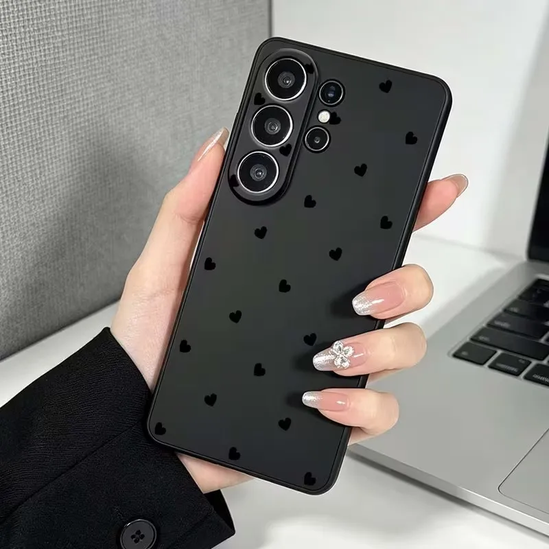 Black Love Heart Pattern Soft TPU Phone Case