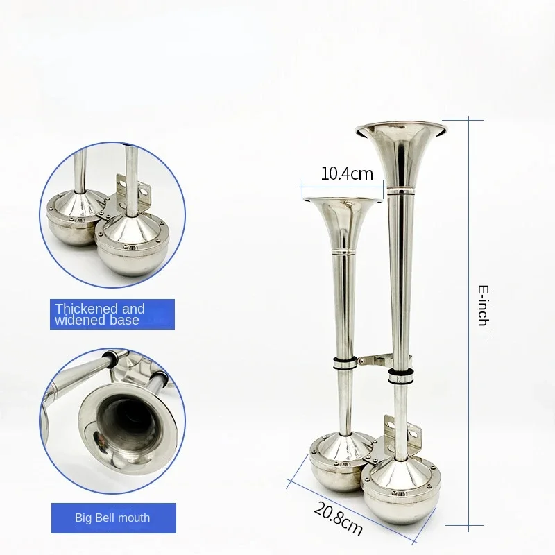 

Modification of stainless steel electric horn for ships yachts and automobiles 12V24V dual-tube universal air horn.