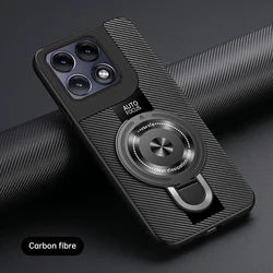 Luxury Magnetic Rotating Stand PU Leather Shockproof Phone Case for Motorola Edge 70 Pro (Carbon fiber)