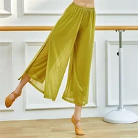 Femmes Modern Dance Pants Mesh Nylon Loose Wide Leg Pantalons de danse Chinois Classique Danse Quotidien Dames Yoga Pantalon 2
