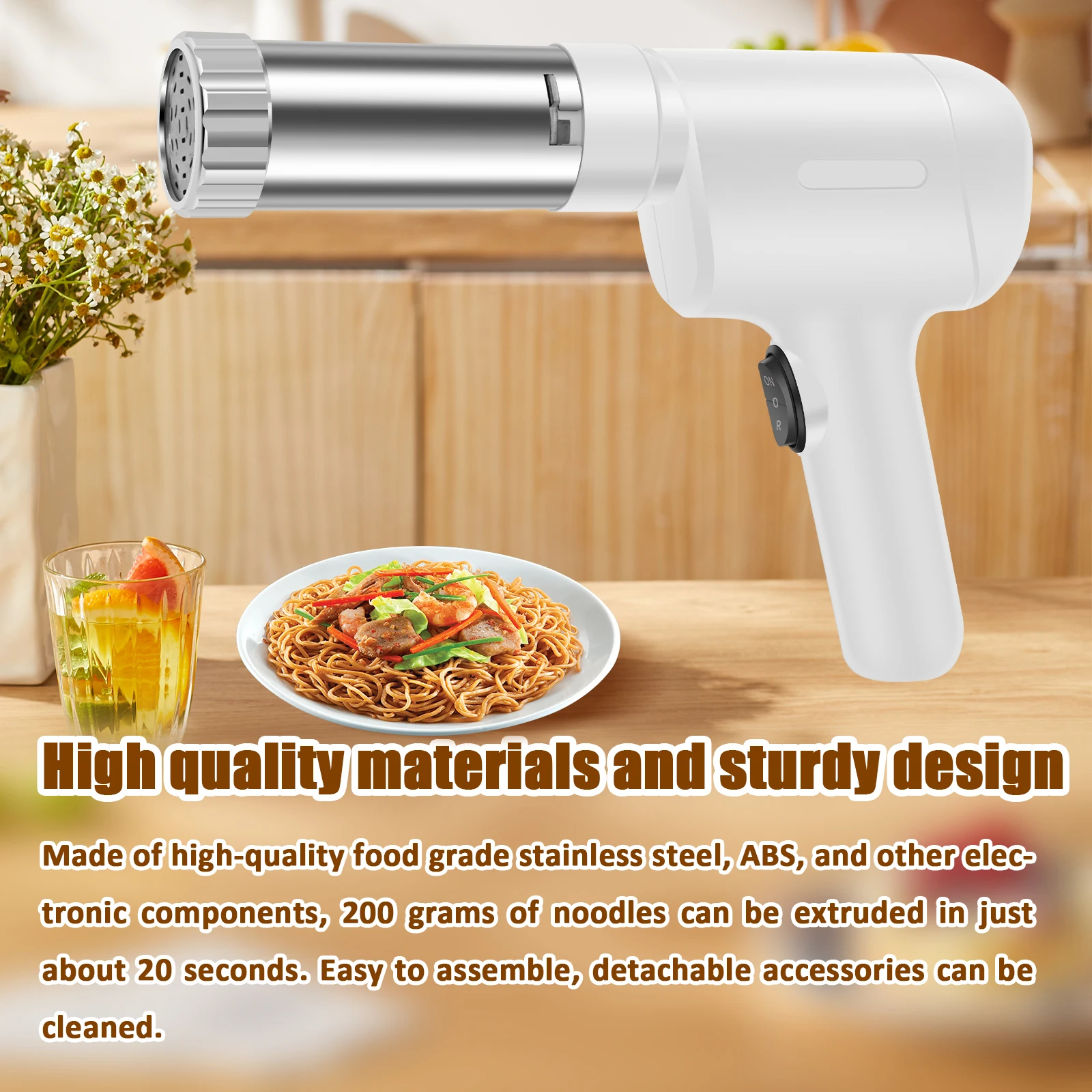 Handheld Electric Pasta Maker with 5 Pasta Discs Portable Electric Noodle Maker Handheld Homemade Spaghetti Machine