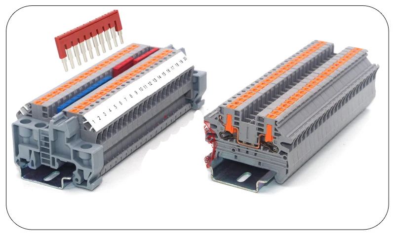 Description Picture 4 of itemPTV-2.5 Side Entry Push-in Connection Spring Clamp DIN Rail Terminal Blocks Kit Set 24A 800V