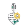 925 Sterling Silver Golden Sunflowers Heart beads pendant Charms Beads Fit 4MM hole diameter Bracelets Luxury Party DIY Jewelry 5