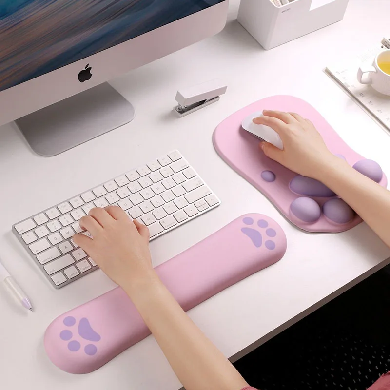 Cat Paw Mouse Pad Wrist Rest Gamer Computer Gel Mouse Pads Set Cute Kawaii Keyboard Pad Wrist Support Mousepad mouse pad gaming mousepad wrist pad