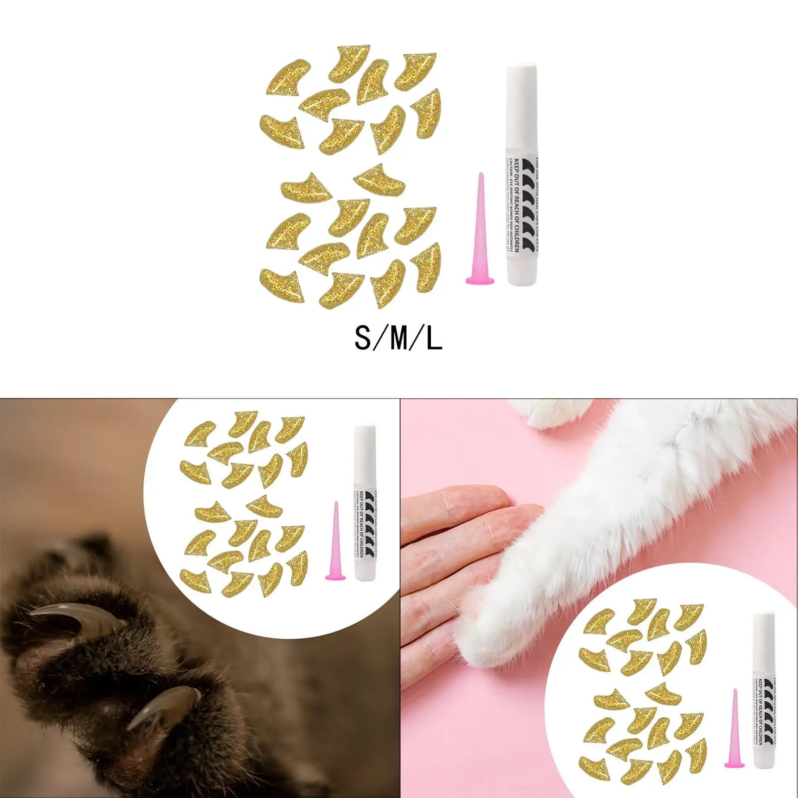 20개 고양이 네일캡, 애완동물 네일캡 용품, 유용하고 간편하게 사용 가능