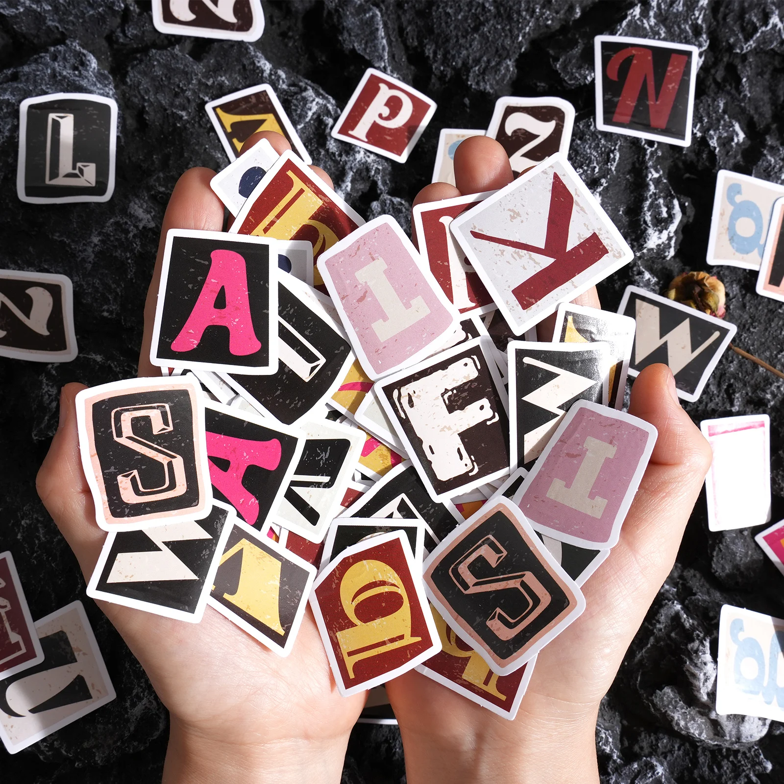 A-Z Vintage letter Stickers Mini boxed Adhesive Diy Sticker Gift Sealing Decorative Scrapbooking material 52 pcs
