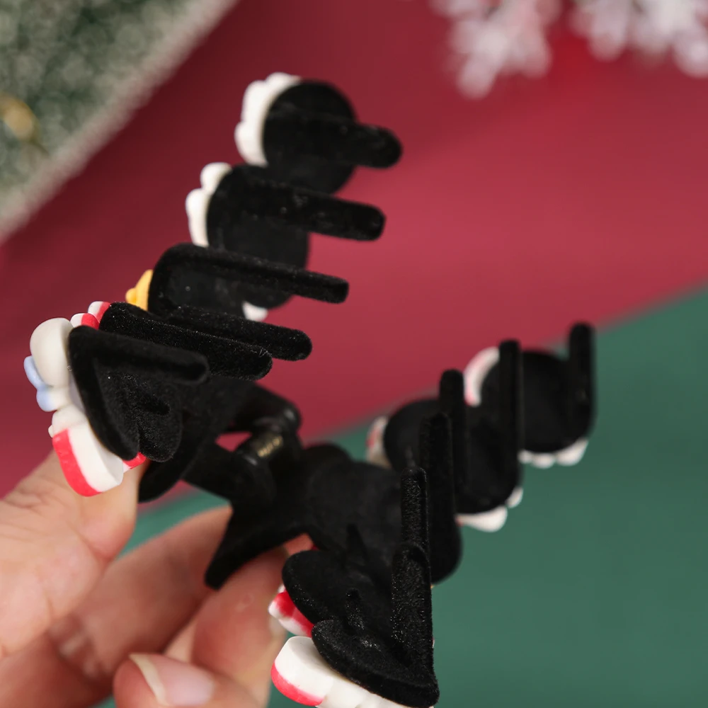 Christmas Snowman Cute Hair Claw Flocking Winter Hairpin Fashion Festival Ponytail Hair Clips Crab For Women Hair Accessories
