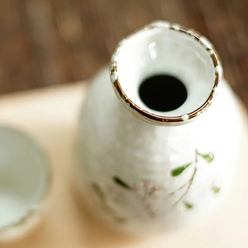 Japanese Style Sake Pot Cup Set, Vintage Cherry Blossom Hip Flasks, White Wine Spirits, Liquor Cup, Home Kitchen Flagon