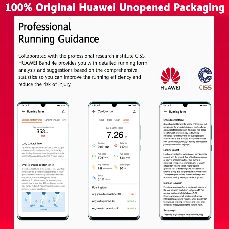 100%Original Product Huawei Band 4e Wristband Smart Bracelet Sport Band 50m Waterproof Fitness Tracker Message Call Notification