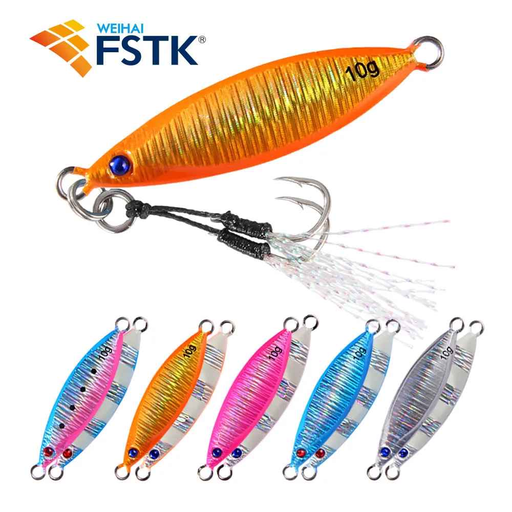 2023 Fstk Shore Casting Jigging Lure Micro Metal Jig 5G 10G Shore Casting Spoon Saltwater Jack Fishing Lure Bit Esca Artificiale