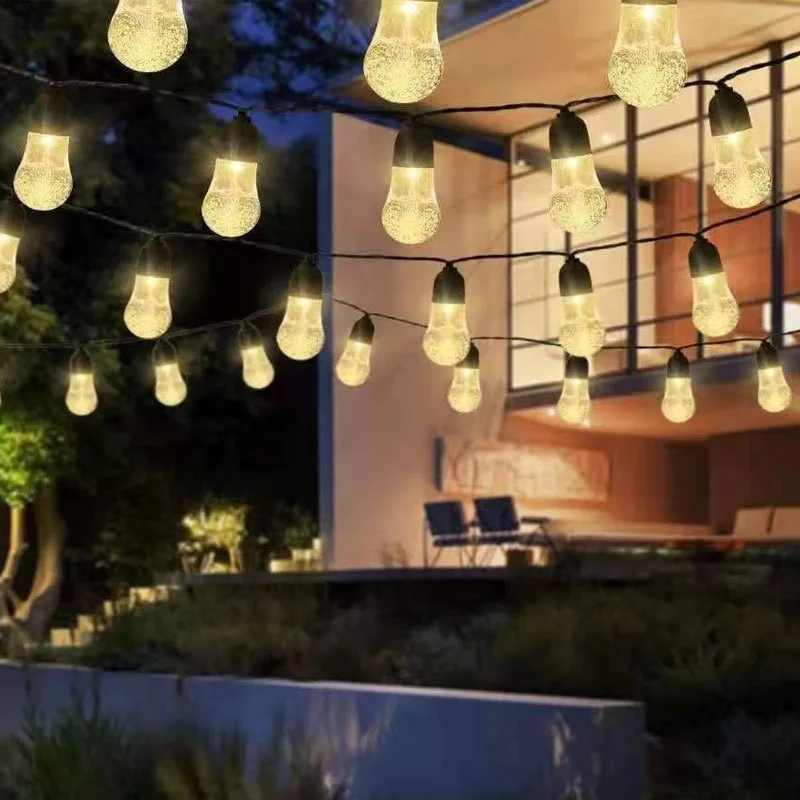 

Solar Lights Outdoor Led Crystal Bulb String Lights Waterproof Solar Powered Patio Lamp Christmas Light for Garden Party Decor