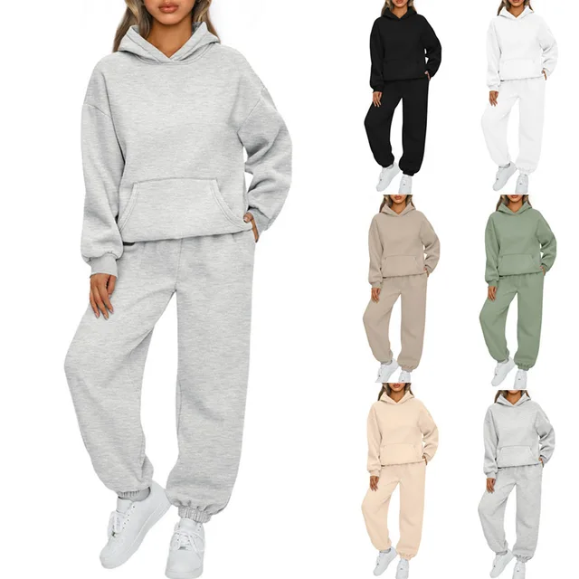 Ensemble sweat à capuche et jogging unisexe, tenue de sport décontractée pour hommes et femmes, automne et hiver 1