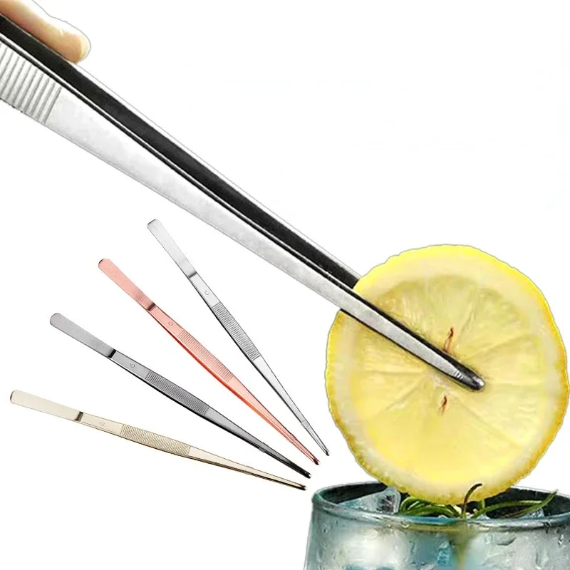 Stainless Steel Cocktail Forceps Candy Sugar Sprinkles Fondant Clip Cake Decoration Tools Straight Tweezers food tongs
