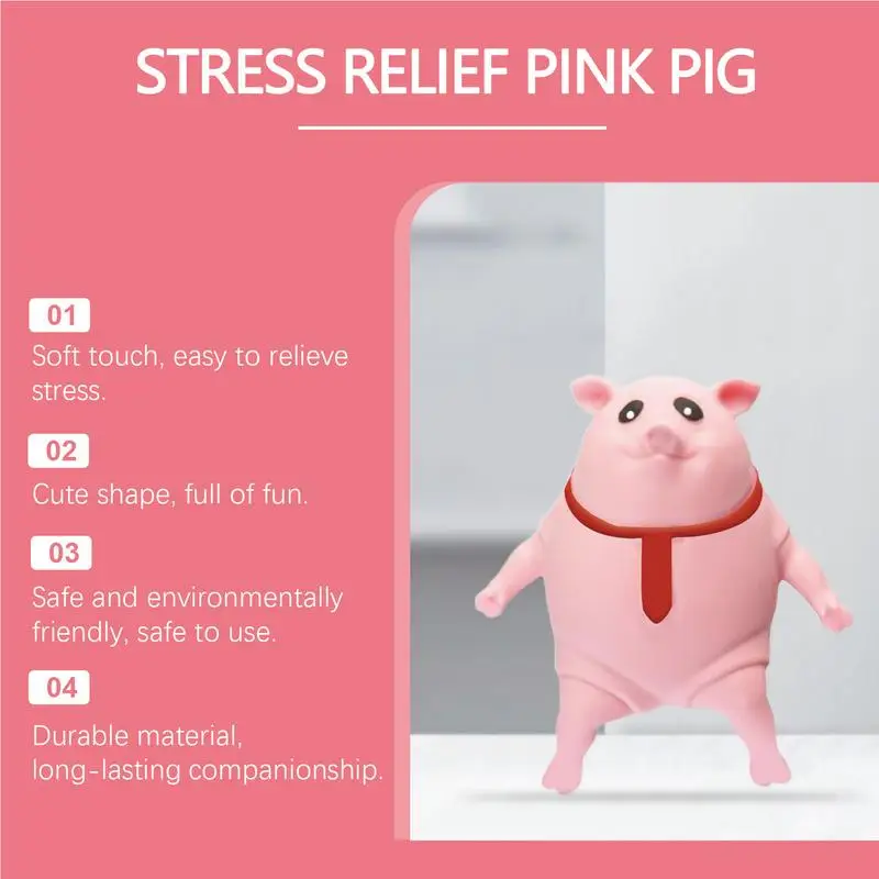 Soft Animal Pinching Fidget Toys Cute Soft Rubber Farm Animal Fidget Toy Red Tie Design Round Body Pinching Doll toy