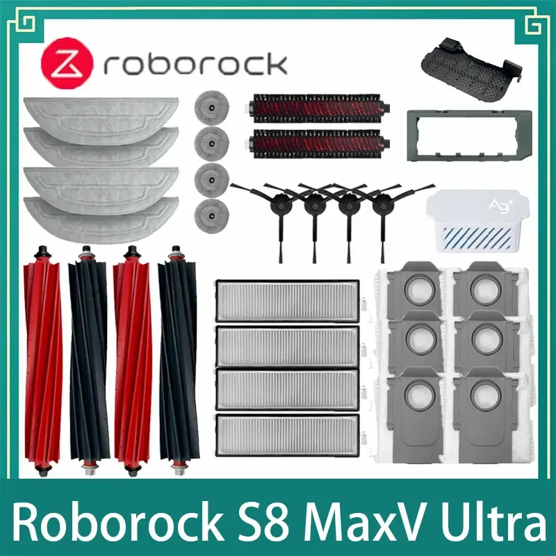 Robot Vacuum Cleaner Accessories Main Side Brushes Mop Cloths HEPA Filters Dust Bags For Roborock S8 MaxV Ultra