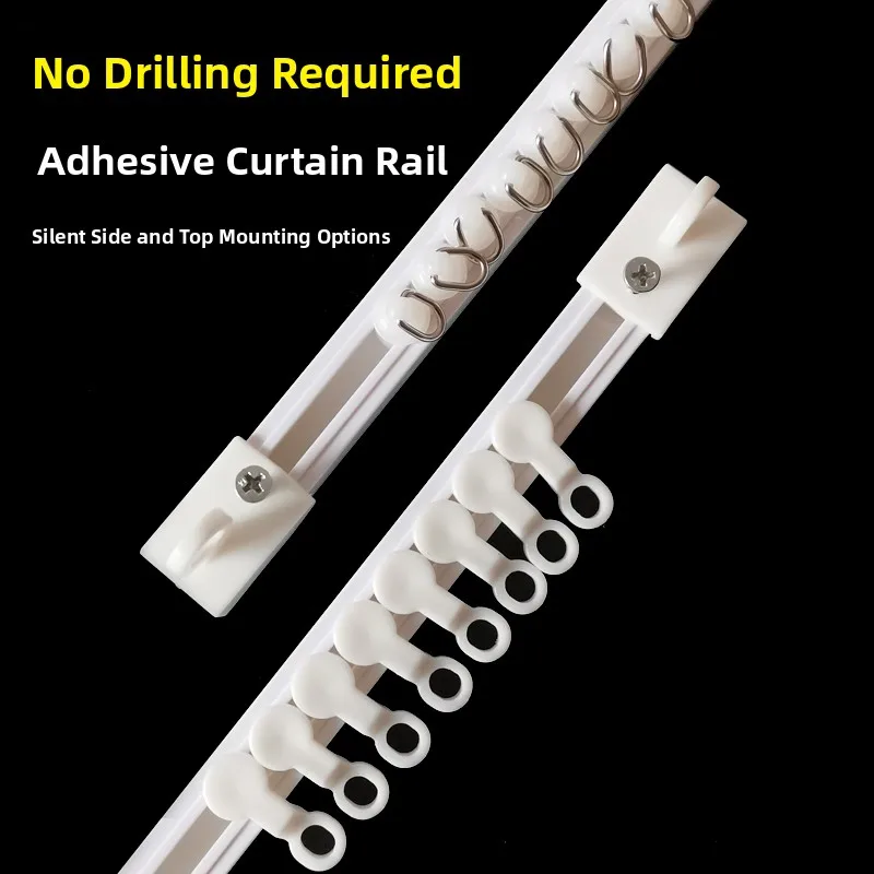 Ultra-Thin Self-Adhesive Silent Curtain Tra Sliding Wheel Straight Rail Top Side Mount Car Sliding Tra Guide Nano Sound R...