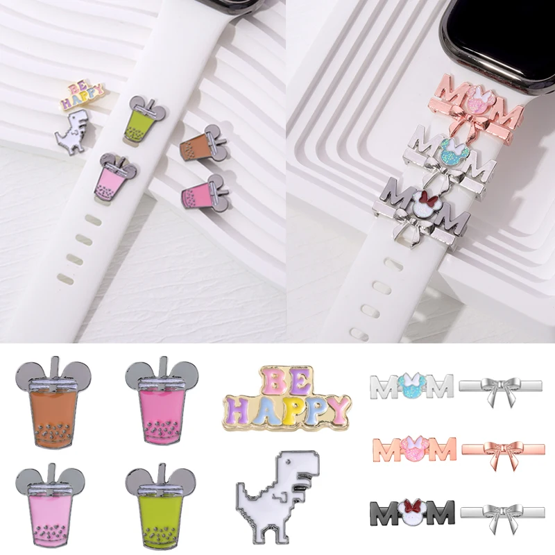 Dinosauro Cartoon Cat Mom Charms Per Iwatch Cinturino In Silicone Charm Charm Decorativo Per Apple Watch Be Happy Charms Jewelry