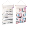 5 Pockets Wall Mounted Bag Waterproof Bedroom Home Storage Hanging Pocket with Hooks Cotton Linen Fabric Sundries Organizer 1