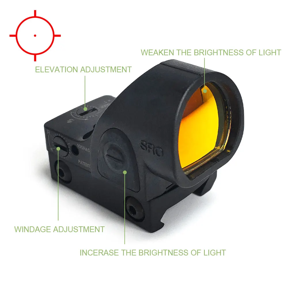 Mini SRO Red Dot Sight Scope Hunting Optics Reflex Sight Tactical Accessory Aluminum Nylon SOTAC GEAR