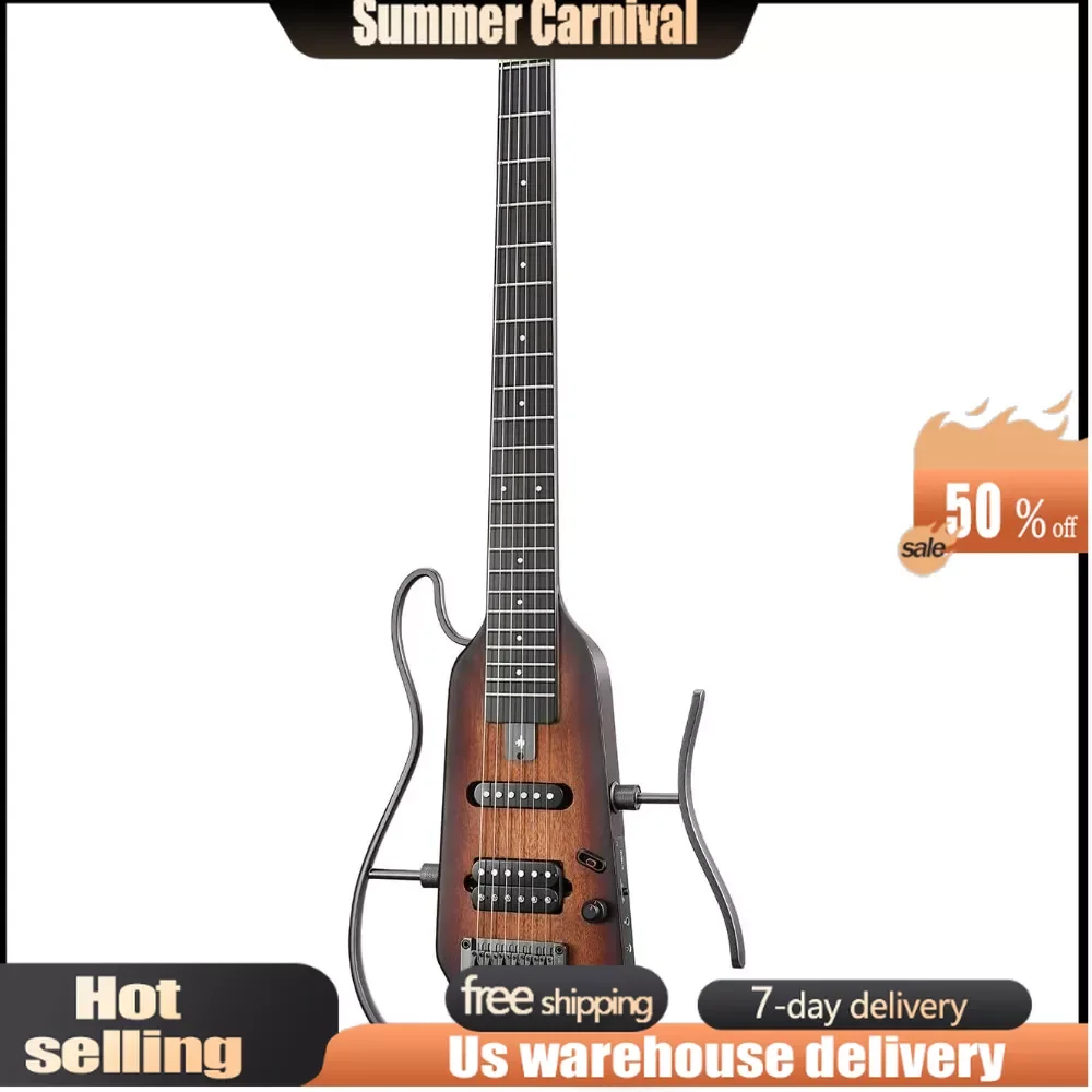 

Electric Guitar Kit - Featherlight Headless Guitar,Children's Day Gift , Mahogany Solid Body with Easy Assemble Stands, Guitar