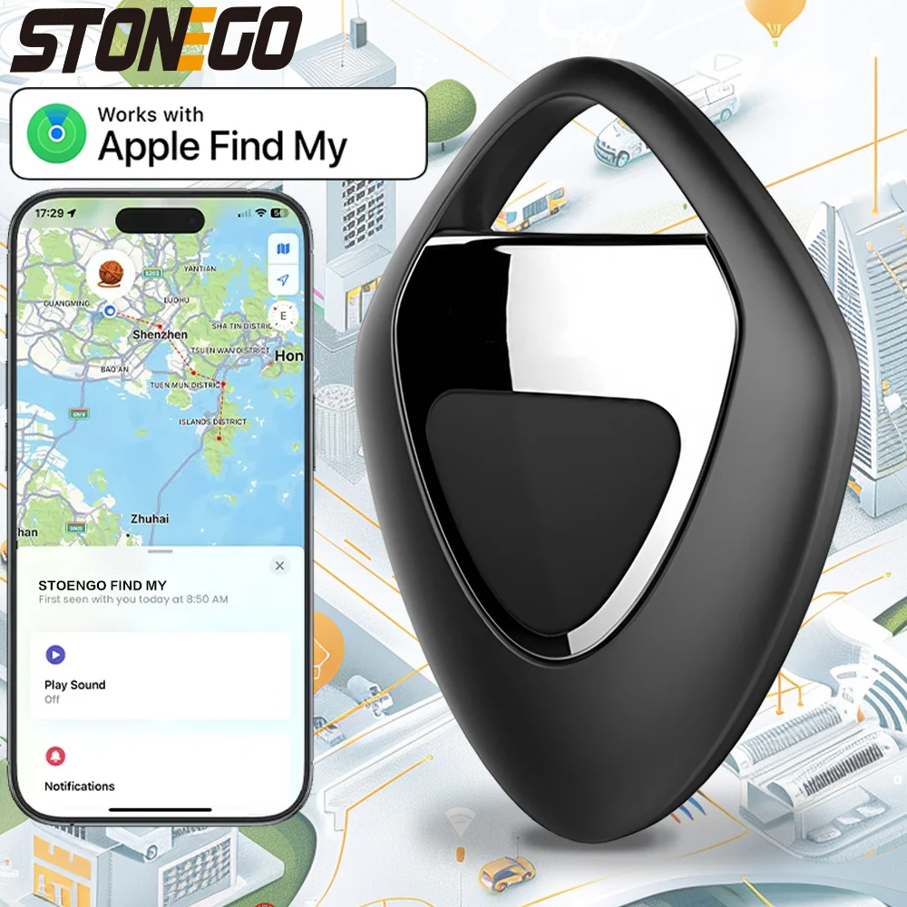 Anti Lost Tracker STONEO Bluetooth GPS Tracker-Smart Anti-Lost Device for Keys Pets Seniors and Kids Compatible with Apple Find