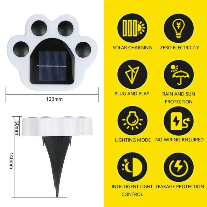 Garden Decoration Lamps Solar Bear Paw Light Solar Battery Charging Waterproof Underground Landscape Pathway Yard Garden