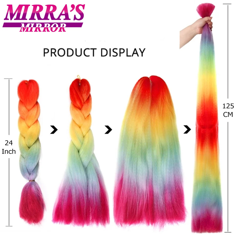 Ombre intrecciare i capelli 24 pollici colorati Jumbo intrecciare i capelli treccia sintetica estensioni dei capelli per le donne bicolore capelli finti rosa blu