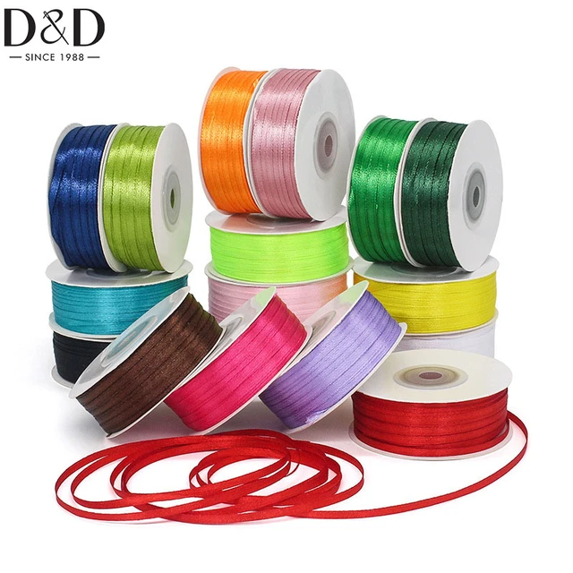 D & D-rollo de cinta fina de doble cara para envolver, accesorio colorido  de 3mm y 100 yardas/rollo, para regalo, lazos para el pelo, manualidades y  flores - AliExpress