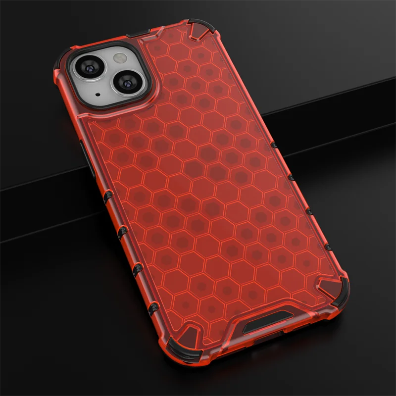 Honeycomb Shockproof Armor Phone Case with Translucent PC Cover