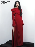 فستان أنيق برقبة مائلة للنساء ، أكمام طويلة ، مرقع بفتحة مبطنة ، فساتين سهرة ، صيف ، جديد ، من 13DB5142 1