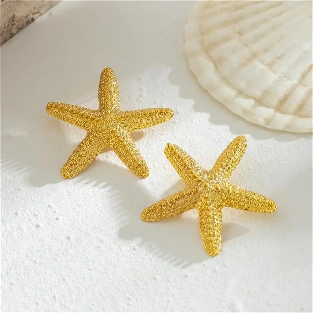 Bohemian Exaggerate Lava Textured Large Starfish Stud Earrings for Women Girls Summer Beach Star Statement Ear Buckle Jewellery