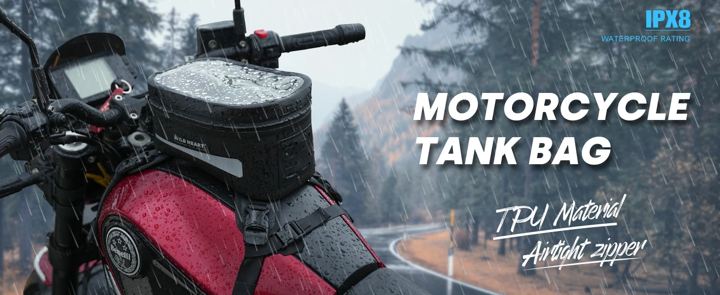 WILD HEART Motorrad-Tankrucksack 3,5L Vollständig Wasserdichte Aufbewahrungstasche Herausnehmbares Innenfutter Motorrad-Zubehör Motorrad-Werkzeugbox – Detail 7