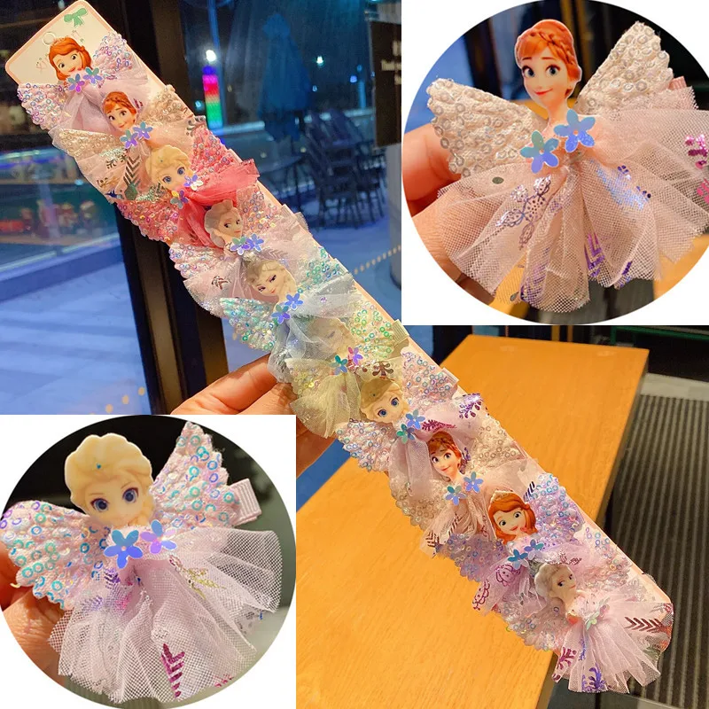 

DisneyPrincess Aisha gauze skirt hairpin Sophia Anna baby bag cloth press clip super fairy children's hair ornament snow and ice