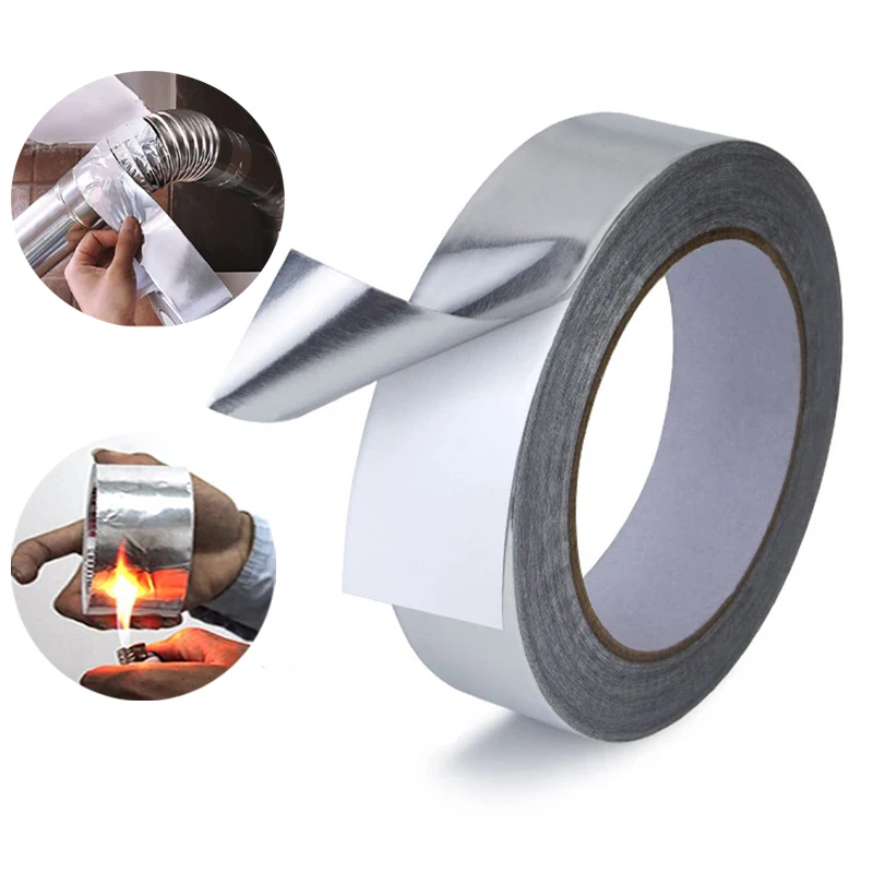 uxcell 10 mm aluminiumfolie, hoge temperatuur, plakband, voor HVAC, verzegeld, koude lucht, eenzijdig, plakband, 20 m