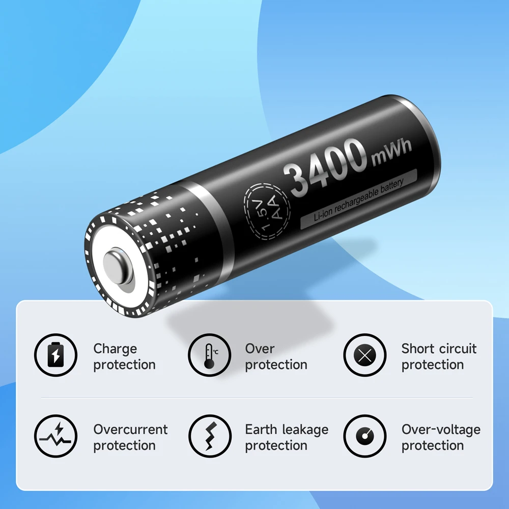 PALO 4-24pcs 1.5V AA Lithium Battery 3400mWh Li-ion AA Rechargeable Battery  Stable Voltage 1.5V Battery with Charger