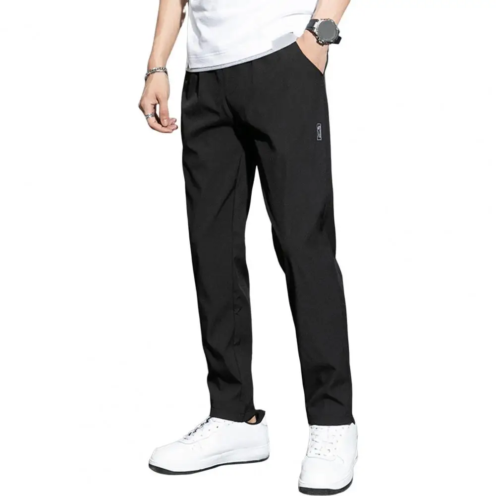 

Breathable Men Trousers Breathable Quick Dry Men's Straight Pants with Stretchy Waistband Pockets Lightweight Solid for Comfort