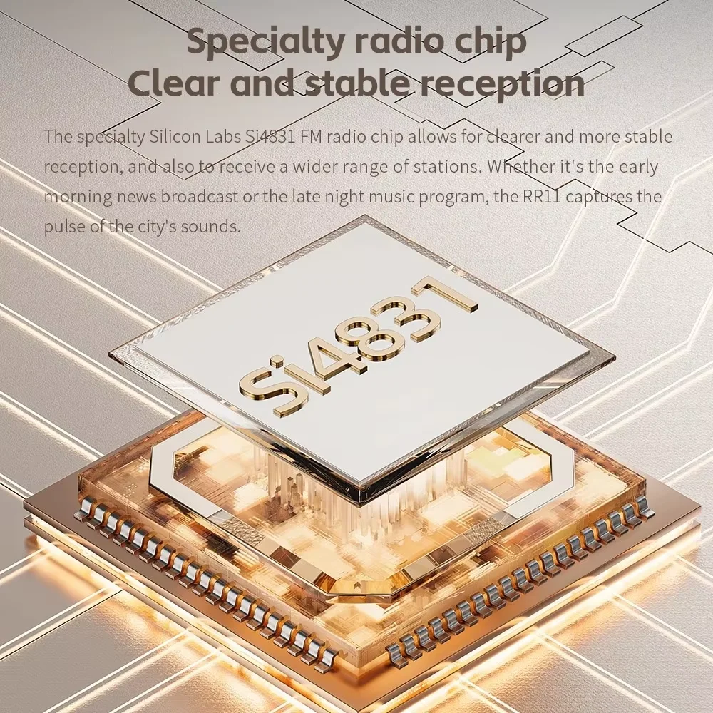 FiiO RR11 휴대용 HiFi FM 라디오 수신기 아날로그 PVR 튜닝 강화된 베이스 3D 서라운드 사운드 64-108MHz 풀밴드 커버리지