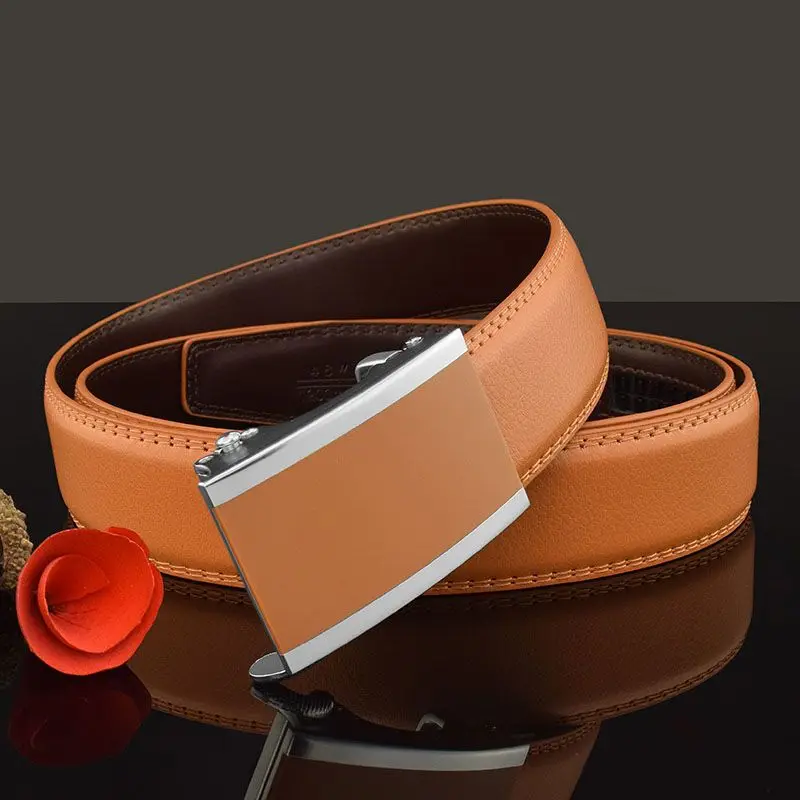 New Fashion Genuine Leather Belt Youth Leisure Travel Belt Vintage Cowhide Thin Narrow 2.8cm Business Needle Button Waistband