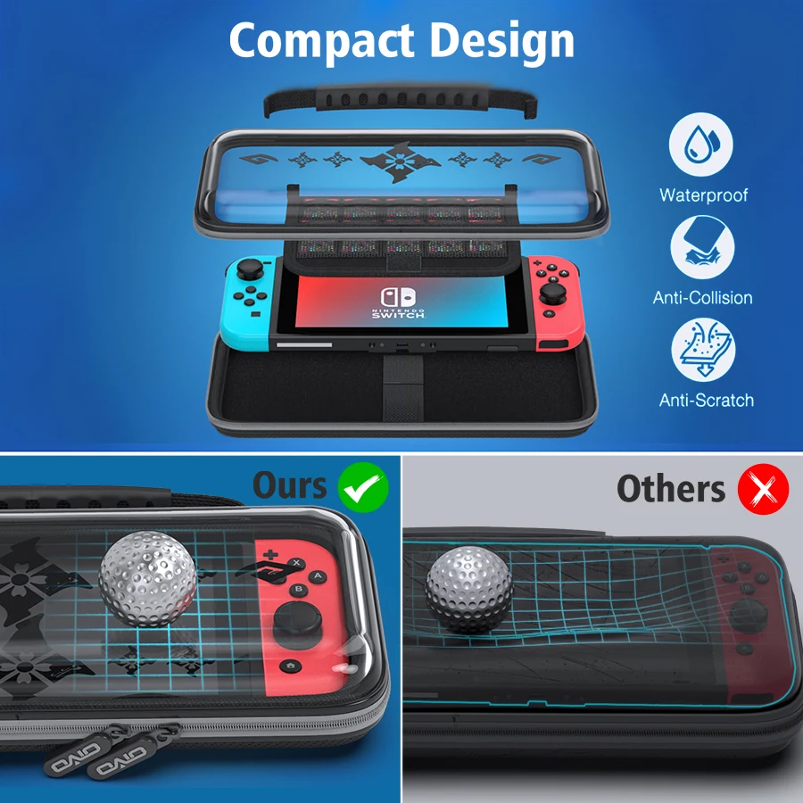 스위치 보관 가방 10개의 게임 카드 슬롯 포함 충격 방지 휴대용 여행용 케이스 N-스위치 보관 케이스