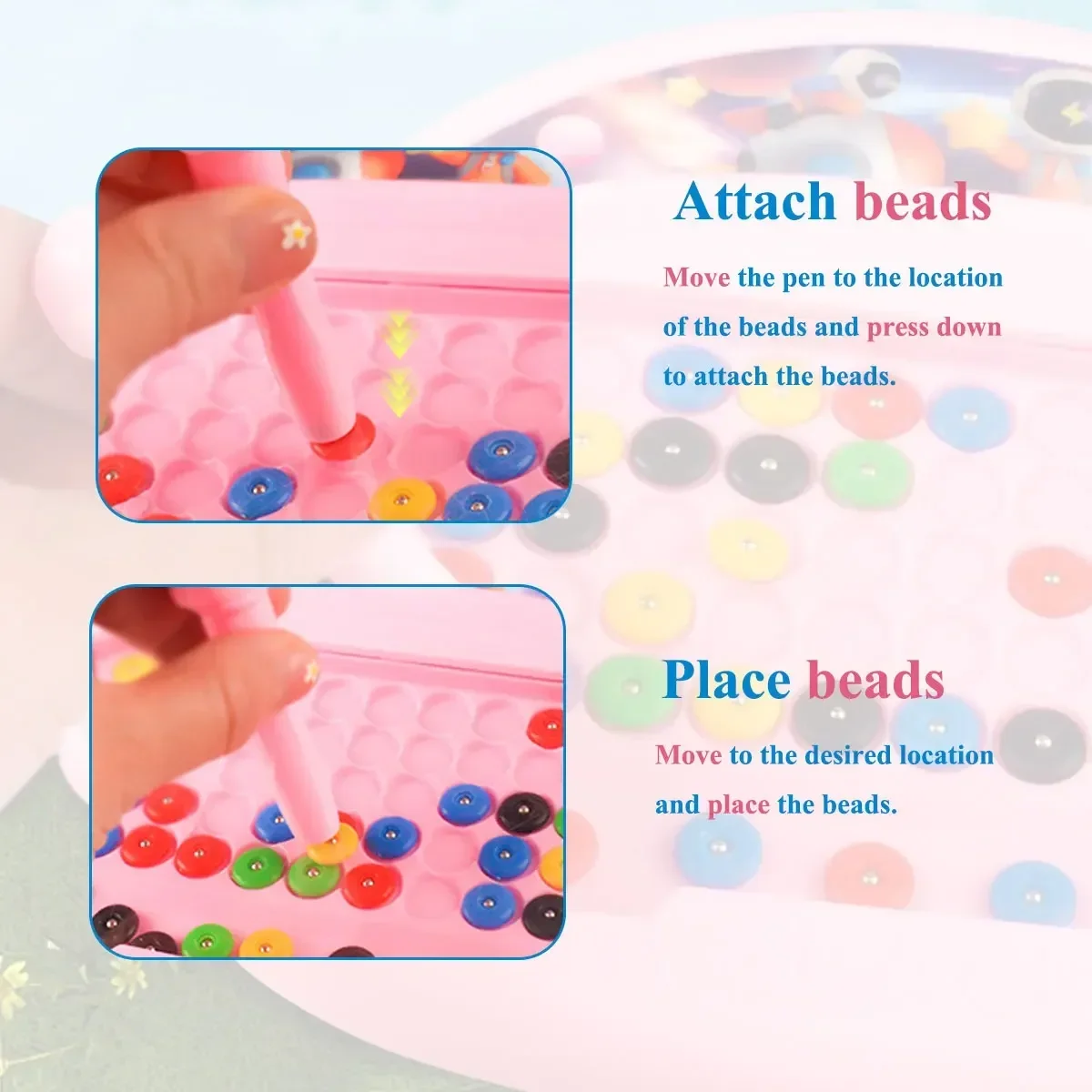 Children's Magnetic Doodle Board Drawing Toy 1 PCS with Pen & Beads for 3-8 Years Kids Educational Boy Girl Montessori Gift