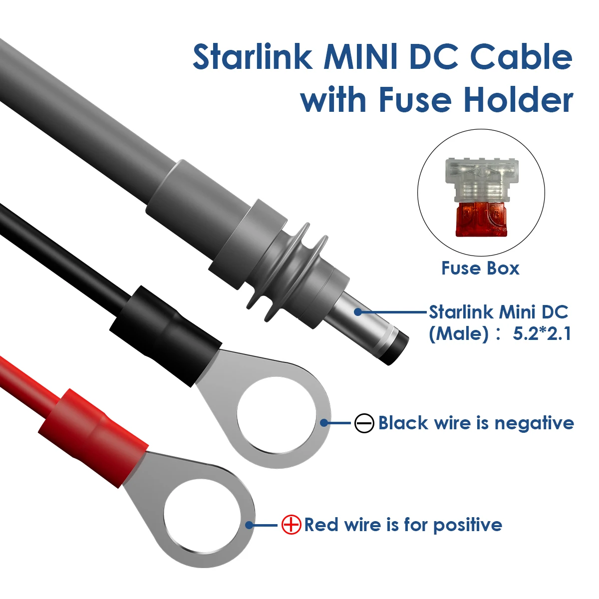 Power Cable Starlink Mini Specific Power Cable DIY 18AWG Wiring Extension Harness Automotive Fuse Holder ATC/ATO DC Plug Waterproof