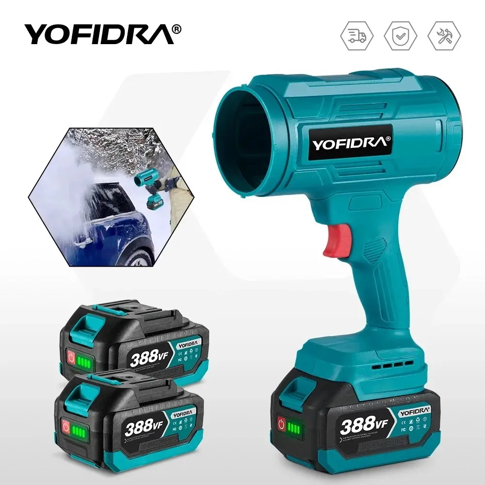 YOFIDRA Electric Turbo Blower Jet Fan Violent Air Gun Handheld Snow Car Dryer Leaf Dust Blowing Tool For Makita 18V Battery Pin