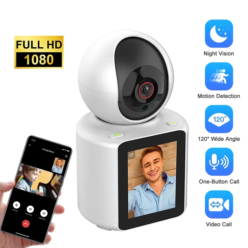 

1080P WIFI IP Camera Baby Monitor Wireless 120° Wide-angle 2 Way Audio Video Night Vision Indoor Wireless PTZ Camera
