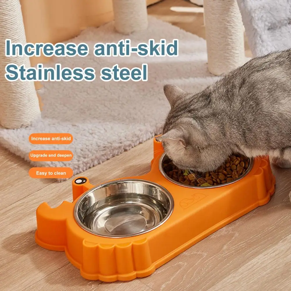 

Cat Bowl Pet Water Food Feed Dog Bowls Stainless Steel Double Bowl Removable Anti Spill Dog Food Bowl Cat Supplies