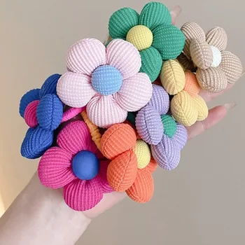 Nuova corda per capelli con fiore ad alta elasticità, cravatta per capelli in cartone animato 3D, anello per capelli, fascia coreana colorata senza danni per testa di polpette