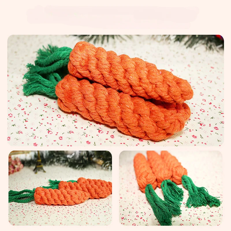 Durable Carrot Shape Cotton Rope Toy Pet Dog Toy Puppy Chew Toys Teeth Cleaning Outdoor Training Interactive Toys