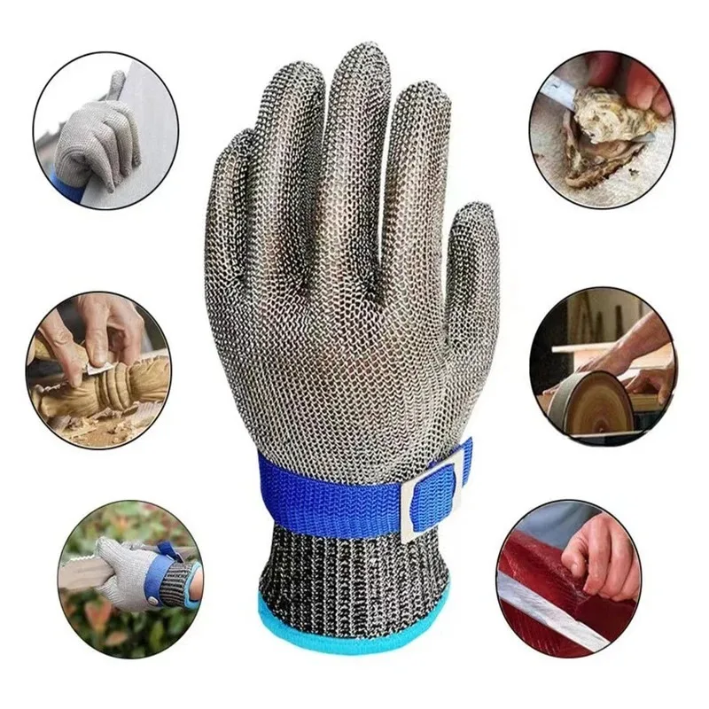 Cut Resistant Gloves Stainless Steel Glove Wire Metal Mesh Butcher Safety Work Kitchen Glove for Meat Cutting Hand Protect Wood Working