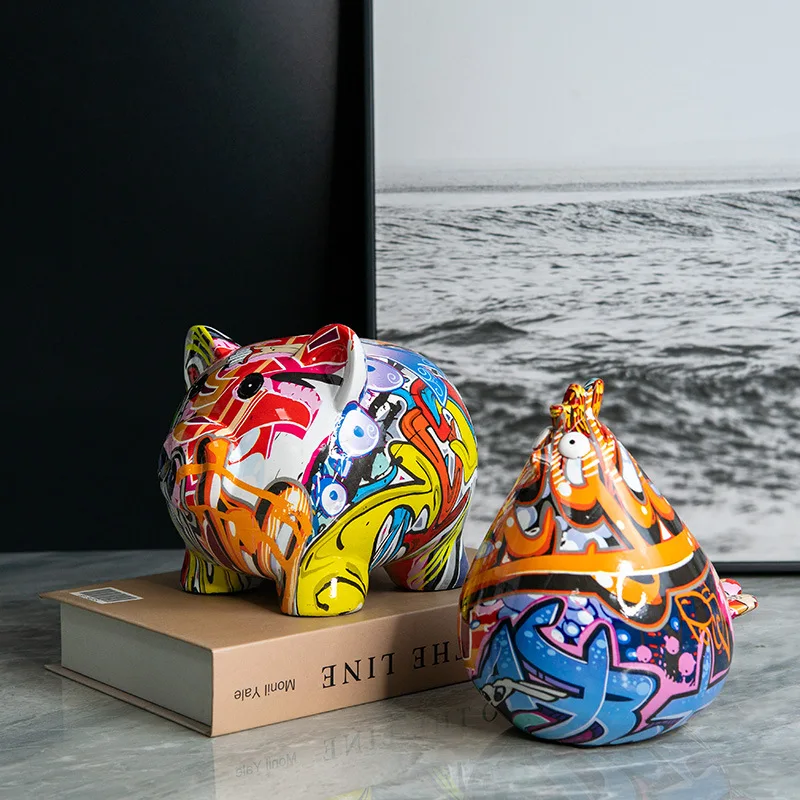 

Modern minimalist creative piggy bank decorative crafts abstract art home desktop decoration resin ornament