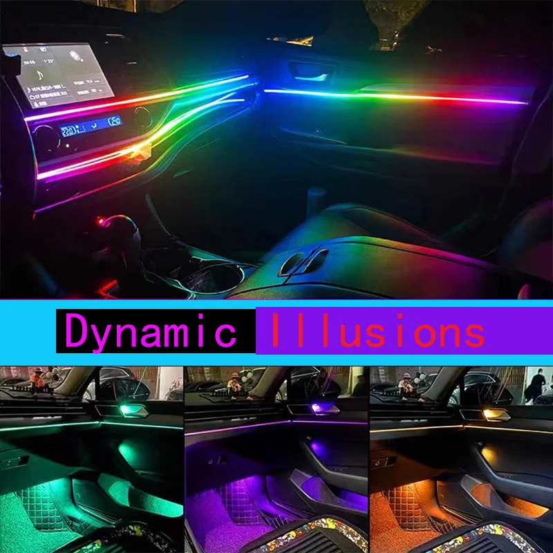 18-in-1 Dynamic Illumination LED interior light, application-controlled acrylic light bar, decorative interior mood lighting