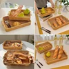 Handwoven Rectangular Plastic Serving Trays with Handles, Woven Wicker Bread Fruit Snacks Food Serving Baskets for Home Kitchen 6